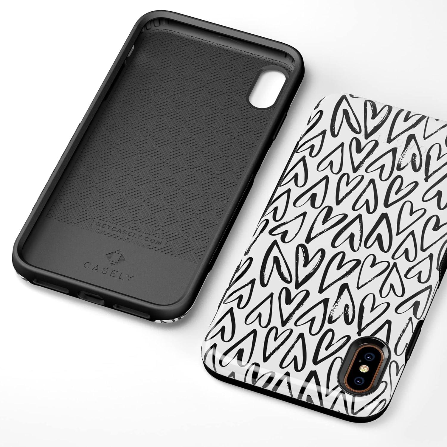 imageCasely iPhone Xs Max Case  Purple Taupe on Nude  Bold Protective DesignHeart Throb  Endless Hearts