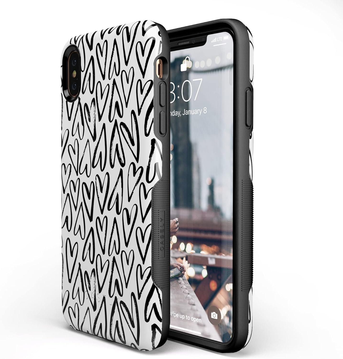 imageCasely iPhone Xs Max Case  Purple Taupe on Nude  Bold Protective DesignHeart Throb  Endless Hearts