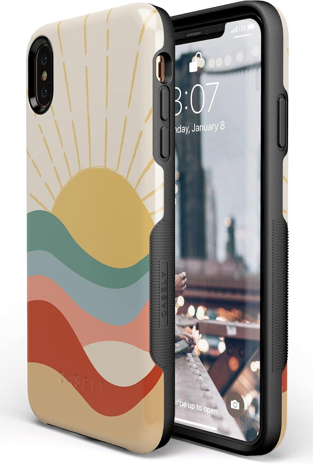 imageCasely iPhone Xs Max Case  Purple Taupe on Nude  Bold Protective DesignHere Comes the Sun  Colorblock Sunset