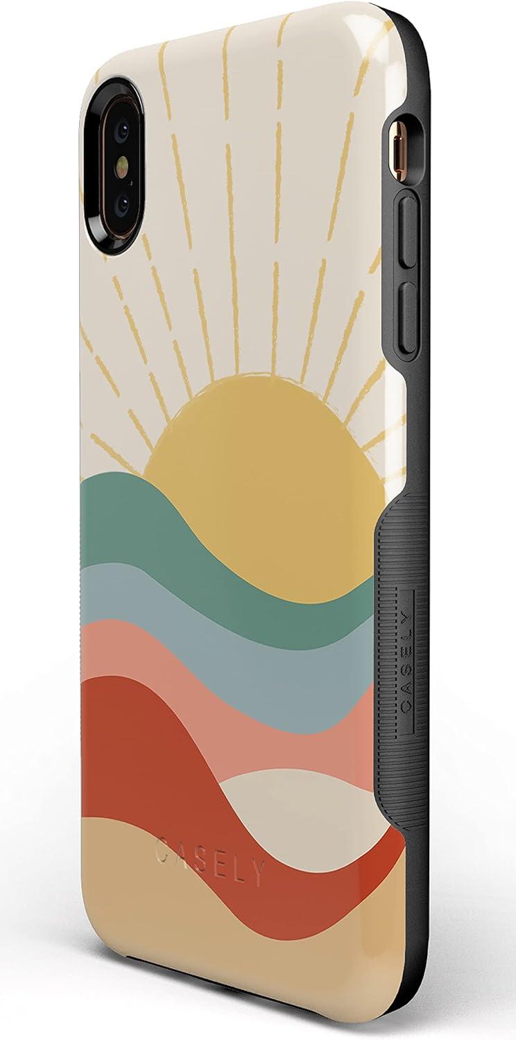 imageCasely iPhone Xs Max Case  Purple Taupe on Nude  Bold Protective DesignHere Comes the Sun  Colorblock Sunset