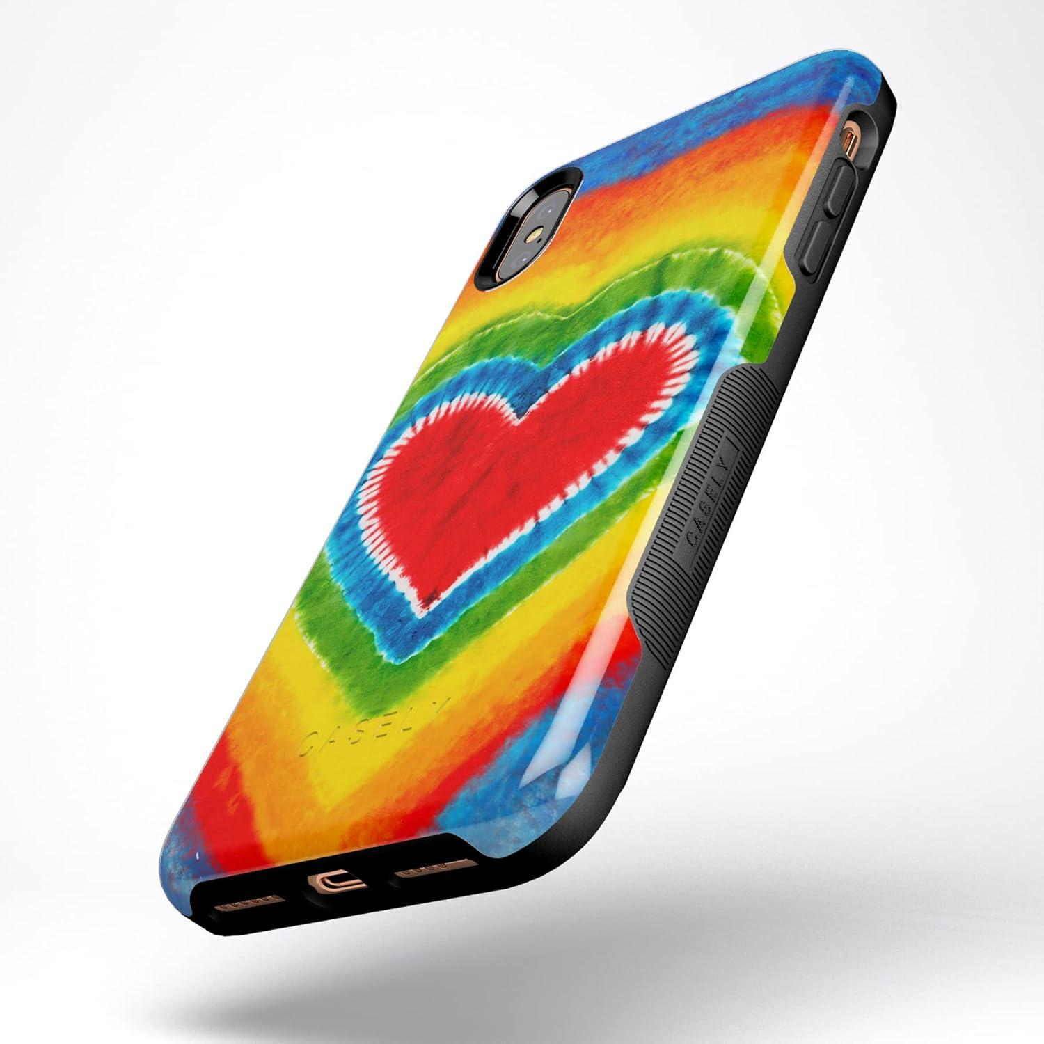 imageCasely iPhone Xs Max Case  Purple Taupe on Nude  Bold Protective DesignI Heart Tie Dye