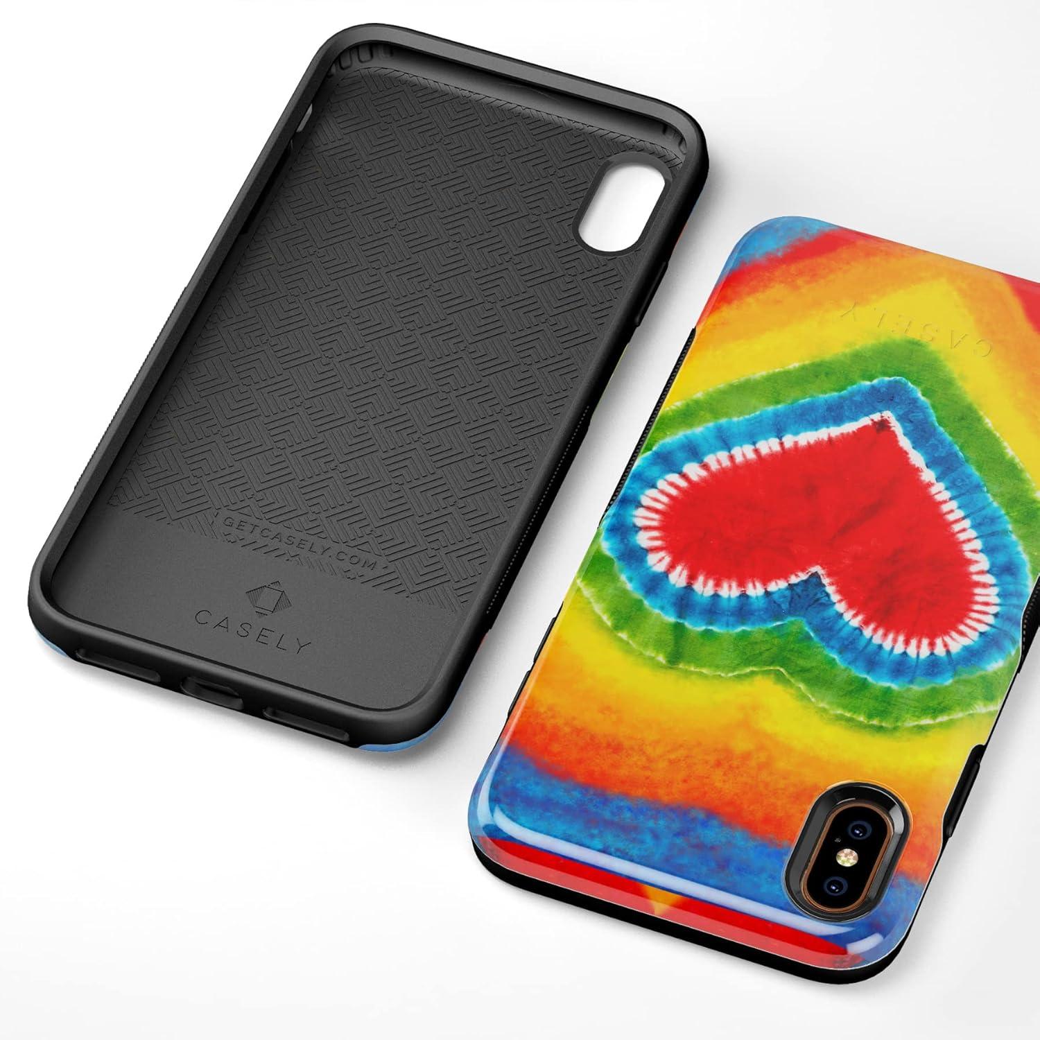 imageCasely iPhone Xs Max Case  Purple Taupe on Nude  Bold Protective DesignI Heart Tie Dye