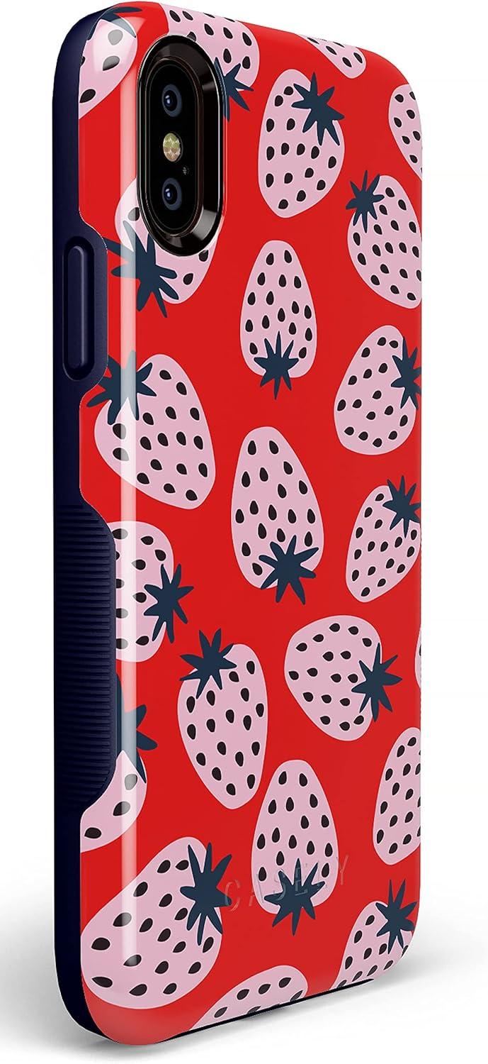 imageCasely iPhone Xs Max Case  Purple Taupe on Nude  Bold Protective DesignId Pick You  Red Strawberry