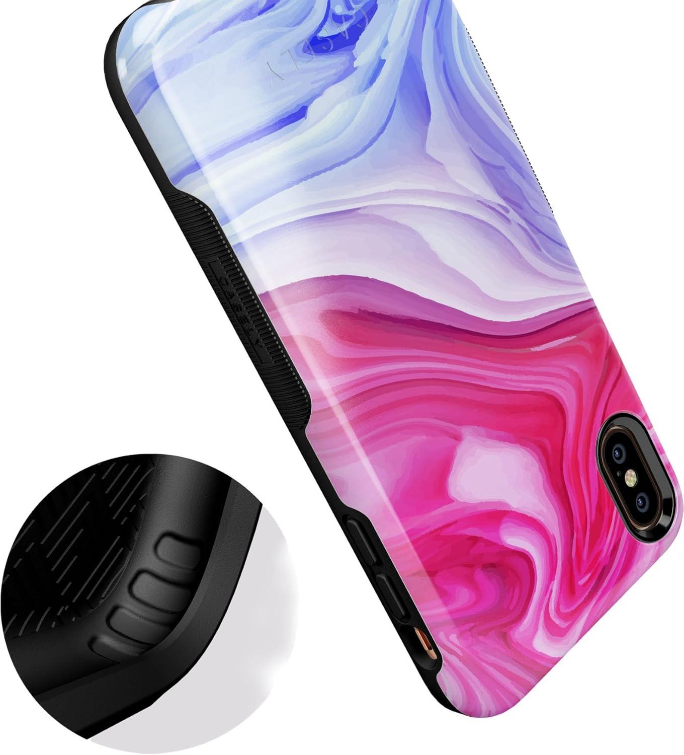imageCasely iPhone Xs Max Case  Purple Taupe on Nude  Bold Protective DesignLand  Sea Marble Swirl