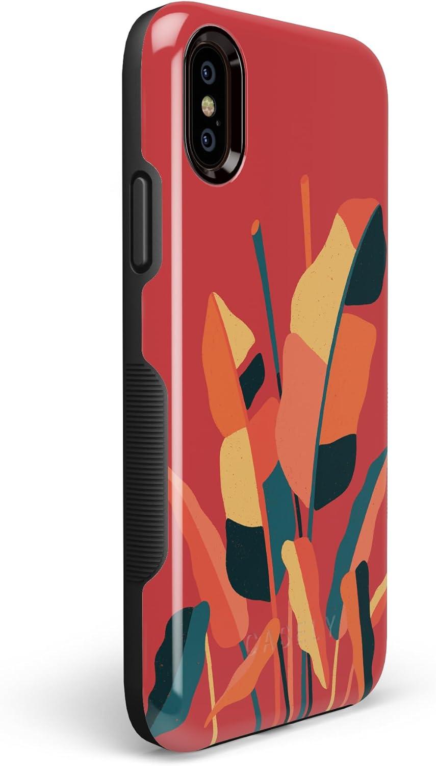imageCasely iPhone Xs Max Case  Purple Taupe on Nude  Bold Protective DesignLet it Grow  Banana Leaf Floral