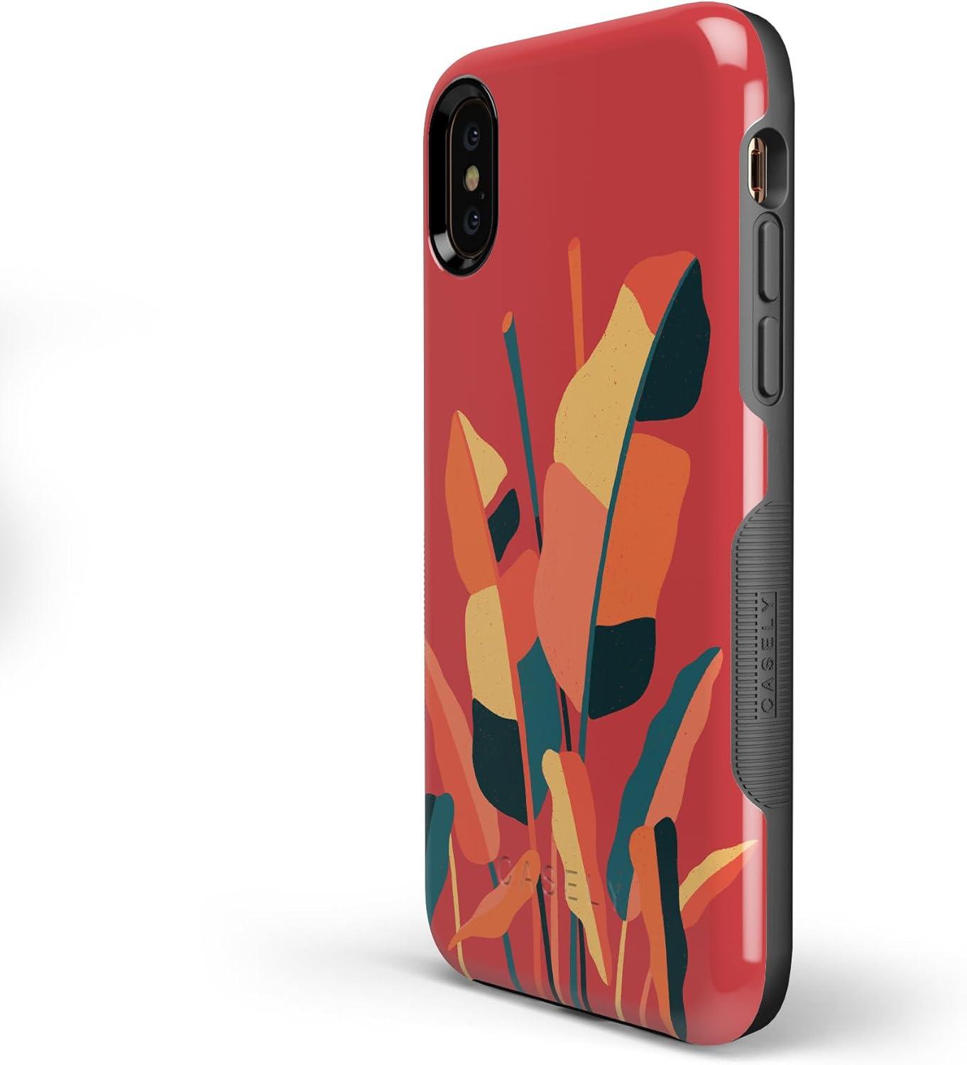 imageCasely iPhone Xs Max Case  Purple Taupe on Nude  Bold Protective DesignLet it Grow  Banana Leaf Floral