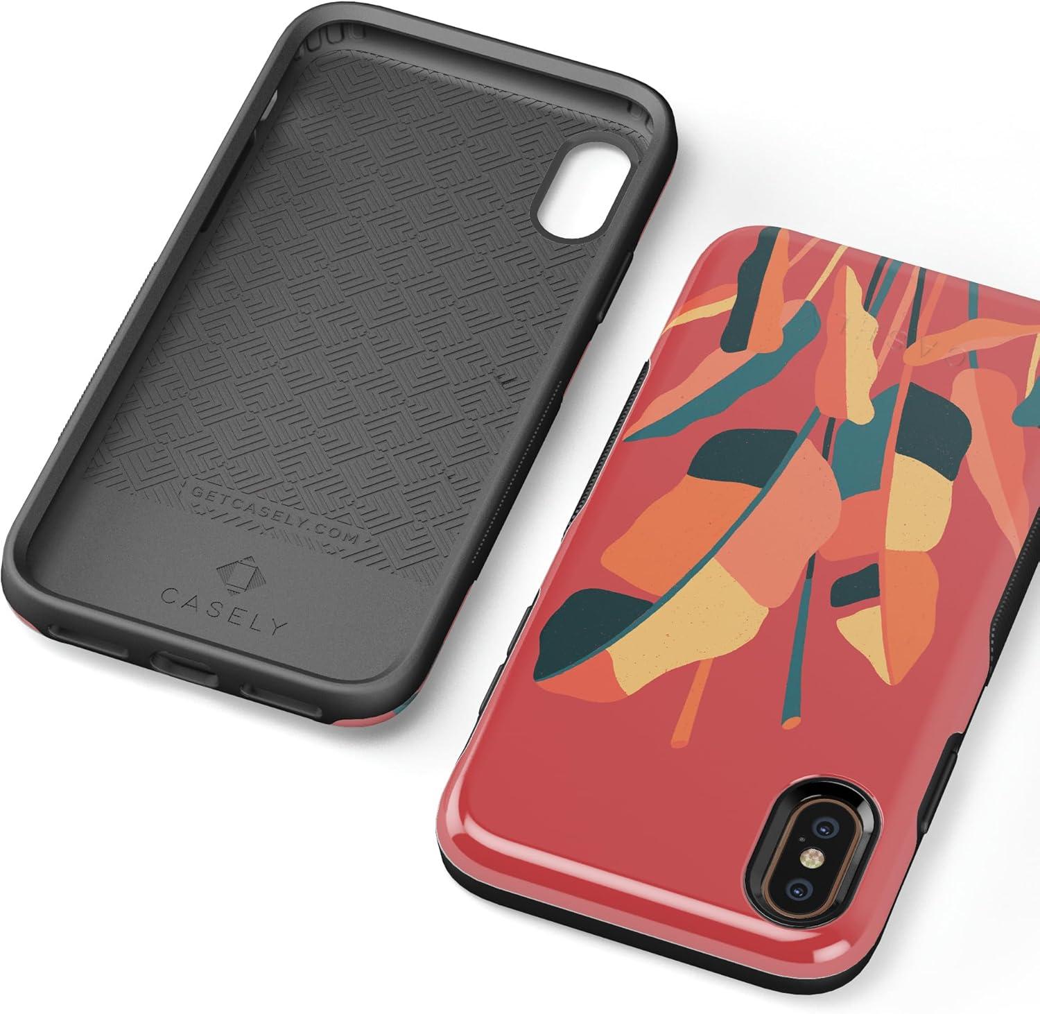 imageCasely iPhone Xs Max Case  Purple Taupe on Nude  Bold Protective DesignLet it Grow  Banana Leaf Floral