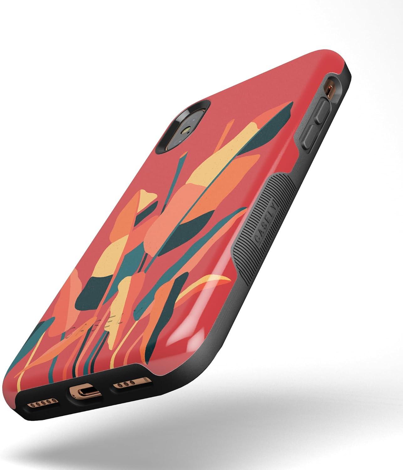 imageCasely iPhone Xs Max Case  Purple Taupe on Nude  Bold Protective DesignLet it Grow  Banana Leaf Floral