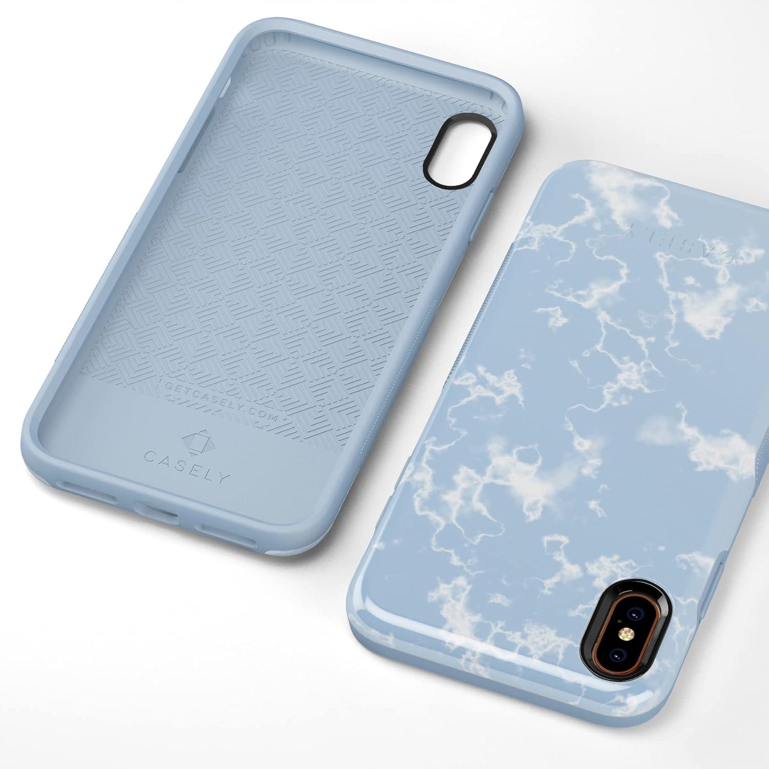 imageCasely iPhone Xs Max Case  Purple Taupe on Nude  Bold Protective DesignLight Blue Skies Marble Clouds