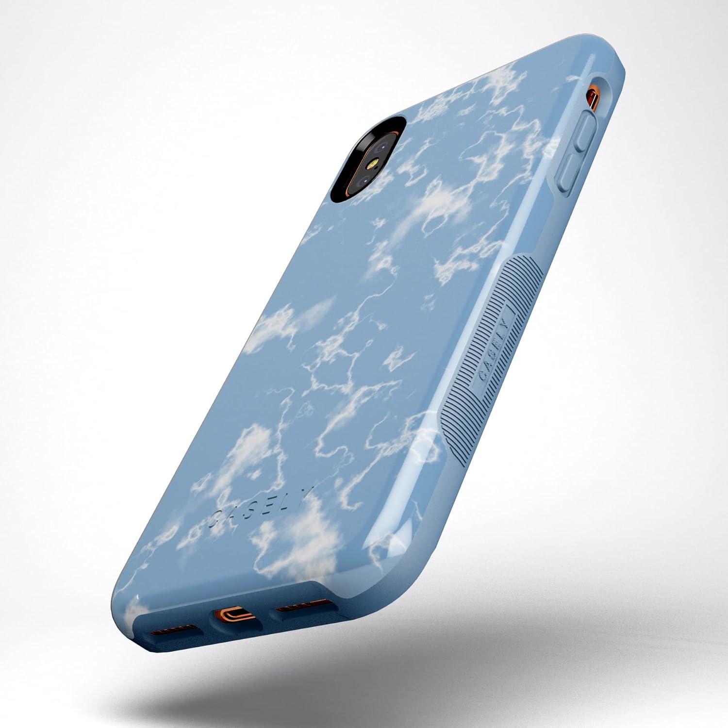 imageCasely iPhone Xs Max Case  Purple Taupe on Nude  Bold Protective DesignLight Blue Skies Marble Clouds