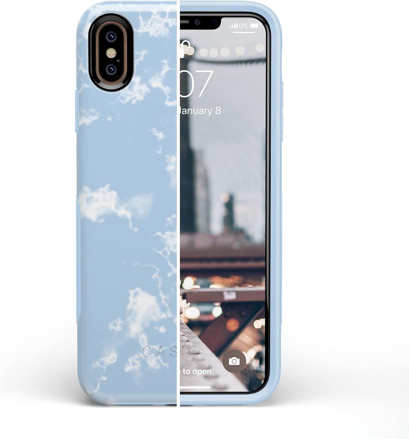 imageCasely iPhone Xs Max Case  Purple Taupe on Nude  Bold Protective DesignLight Blue Skies Marble Clouds