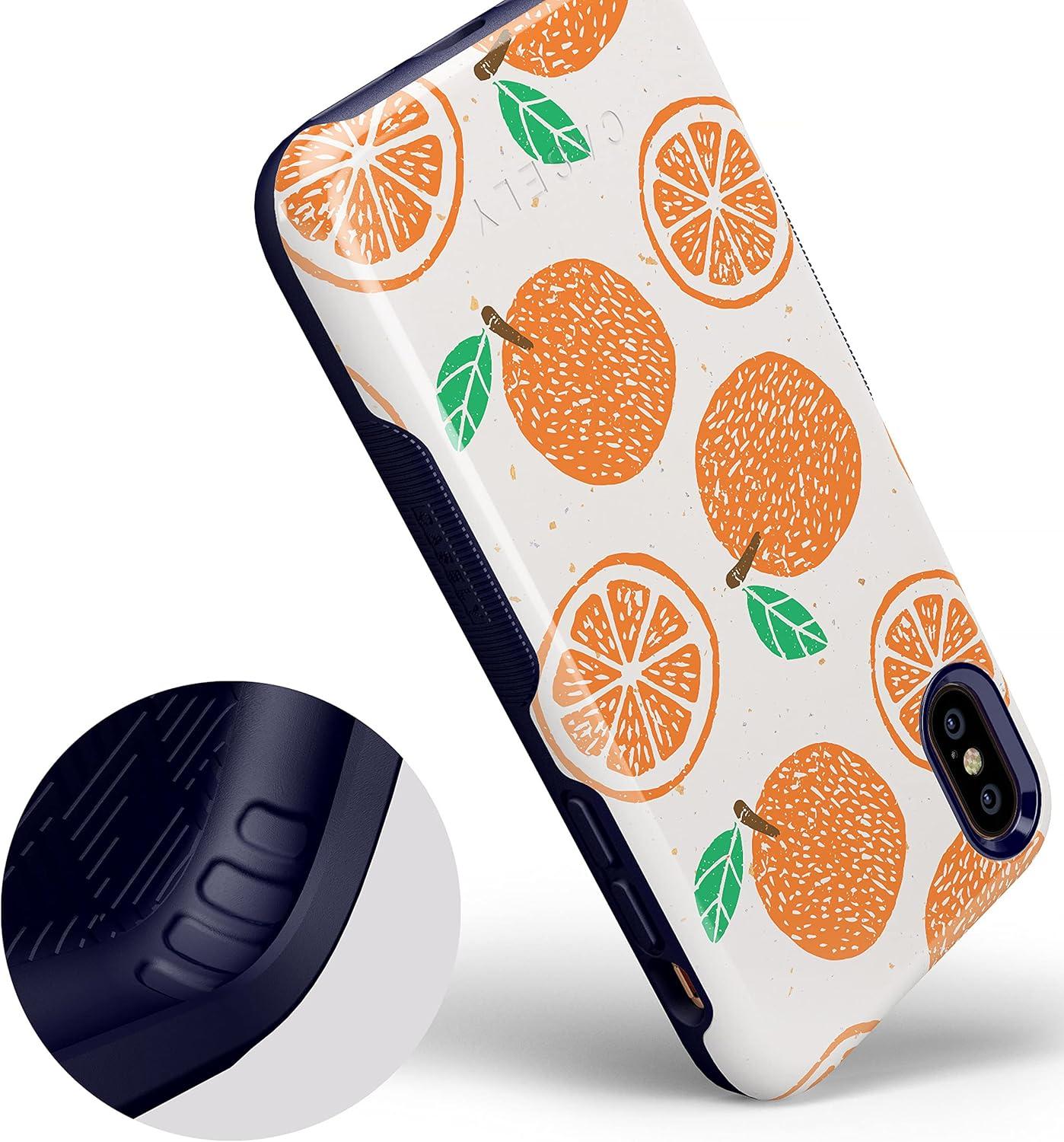 imageCasely iPhone Xs Max Case  Purple Taupe on Nude  Bold Protective DesignMain Squeeze  Orange Stamped