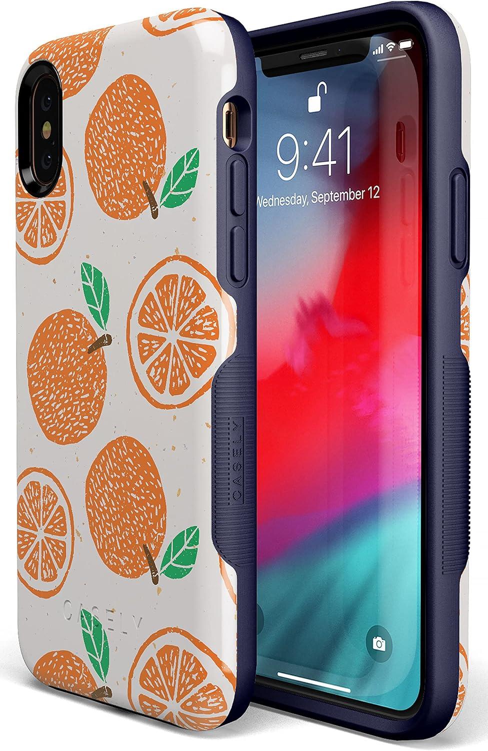 imageCasely iPhone Xs Max Case  Purple Taupe on Nude  Bold Protective DesignMain Squeeze  Orange Stamped