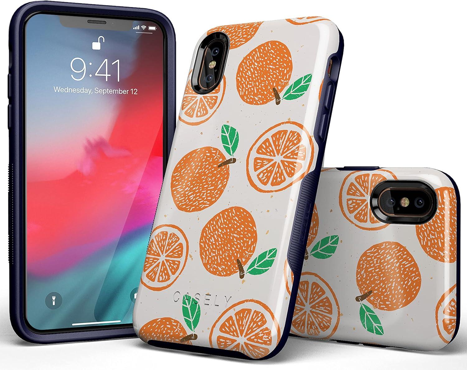 imageCasely iPhone Xs Max Case  Purple Taupe on Nude  Bold Protective DesignMain Squeeze  Orange Stamped