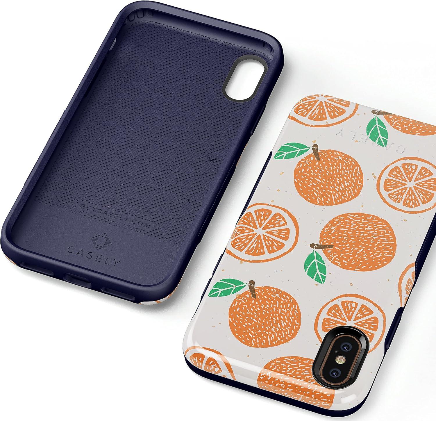 imageCasely iPhone Xs Max Case  Purple Taupe on Nude  Bold Protective DesignMain Squeeze  Orange Stamped