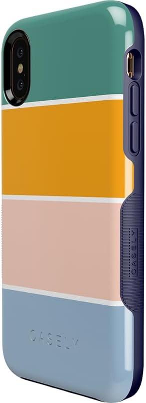 imageCasely iPhone Xs Max Case  Purple Taupe on Nude  Bold Protective DesignPaint The Town  Colorblock Stripes