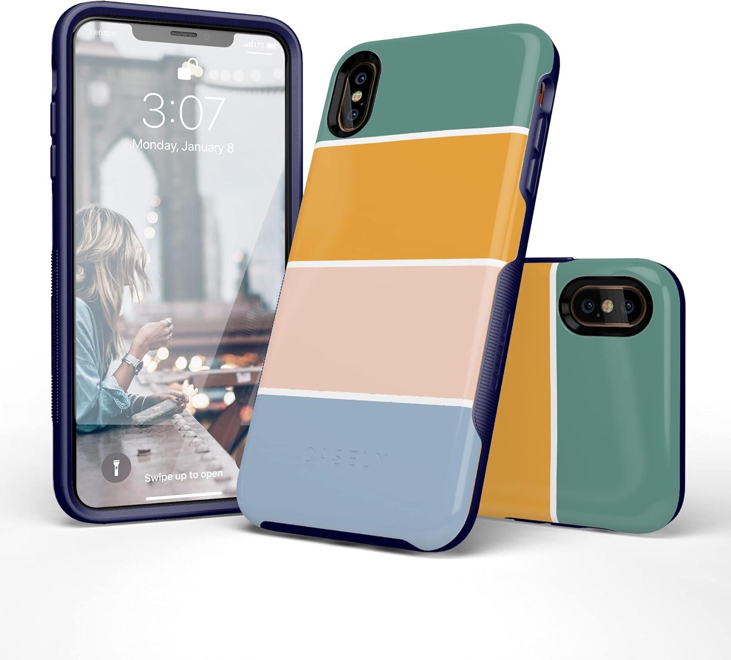 imageCasely iPhone Xs Max Case  Purple Taupe on Nude  Bold Protective DesignPaint The Town  Colorblock Stripes