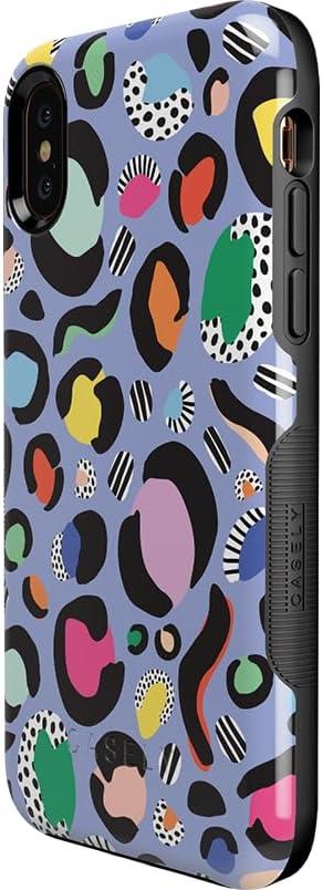 imageCasely iPhone Xs Max Case  Purple Taupe on Nude  Bold Protective DesignParty Animal  Rainbow Leopard Print