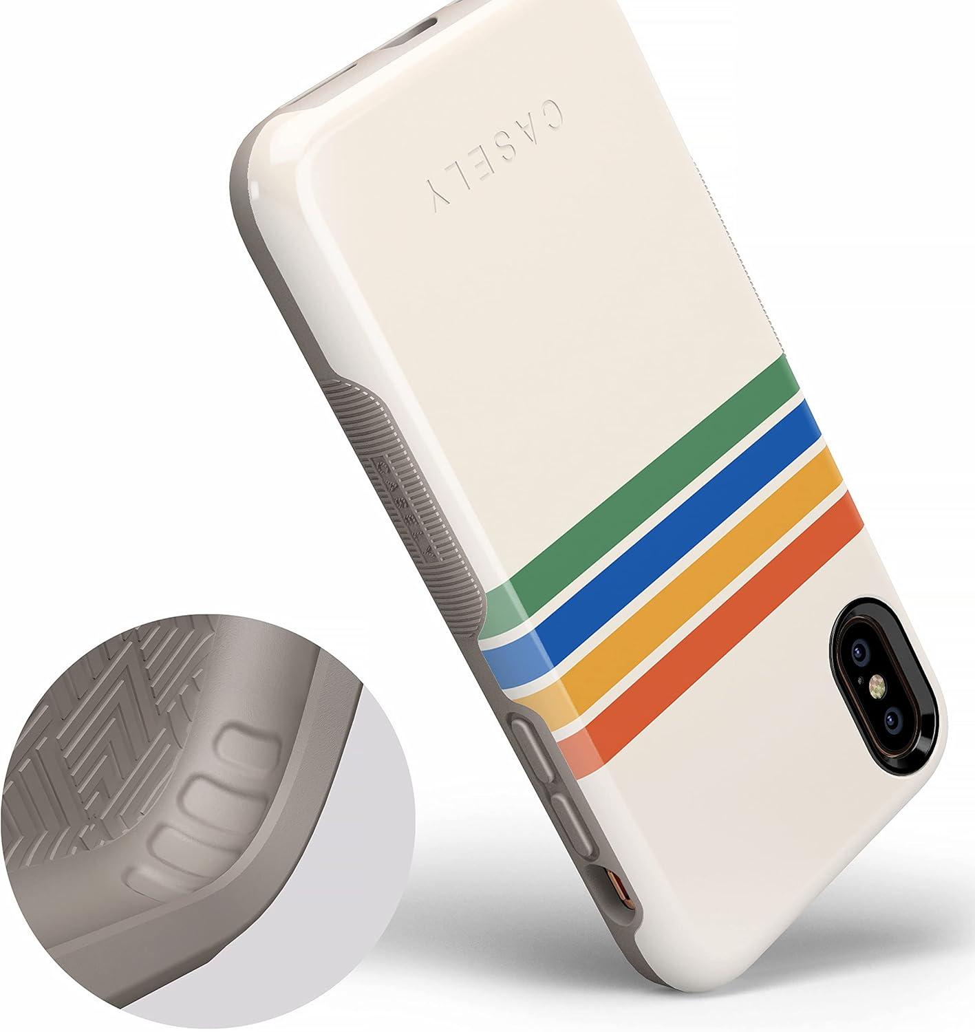 imageCasely iPhone Xs Max Case  Purple Taupe on Nude  Bold Protective DesignRainbow Stripes Color Block