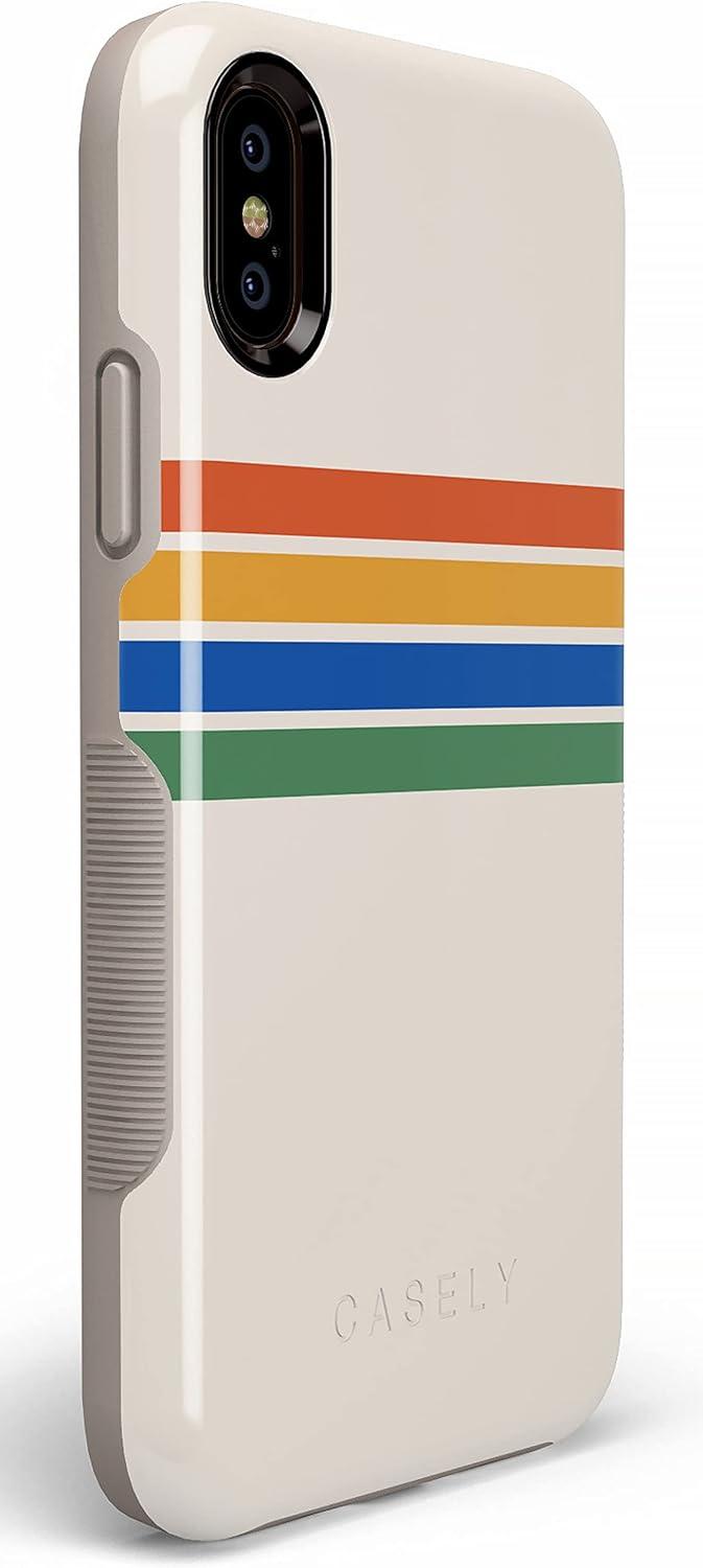 imageCasely iPhone Xs Max Case  Purple Taupe on Nude  Bold Protective DesignRainbow Stripes Color Block