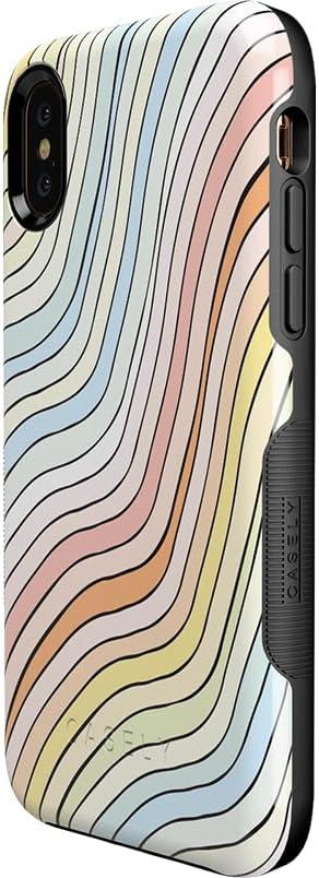 imageCasely iPhone Xs Max Case  Purple Taupe on Nude  Bold Protective DesignRide The Wave  Pastel Rainbow Lined