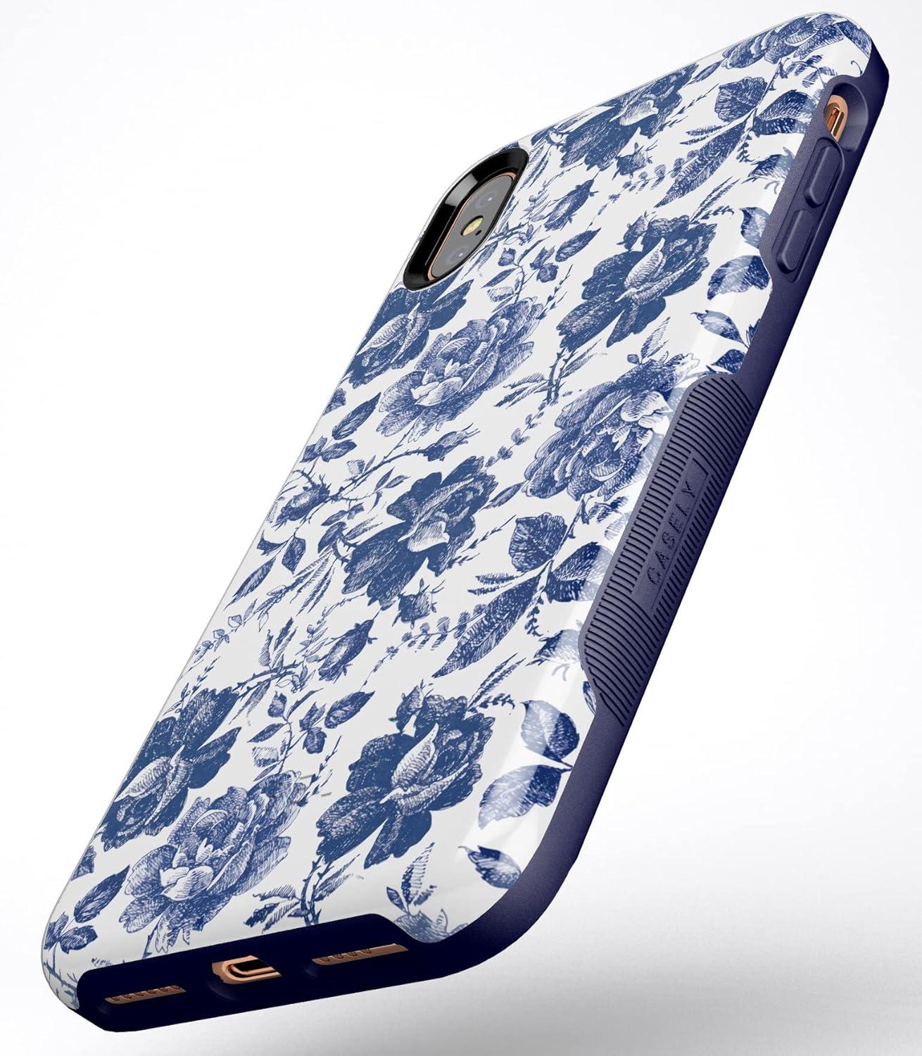 imageCasely iPhone Xs Max Case  Purple Taupe on Nude  Bold Protective DesignRose to Fame  Blue  White Rose Floral