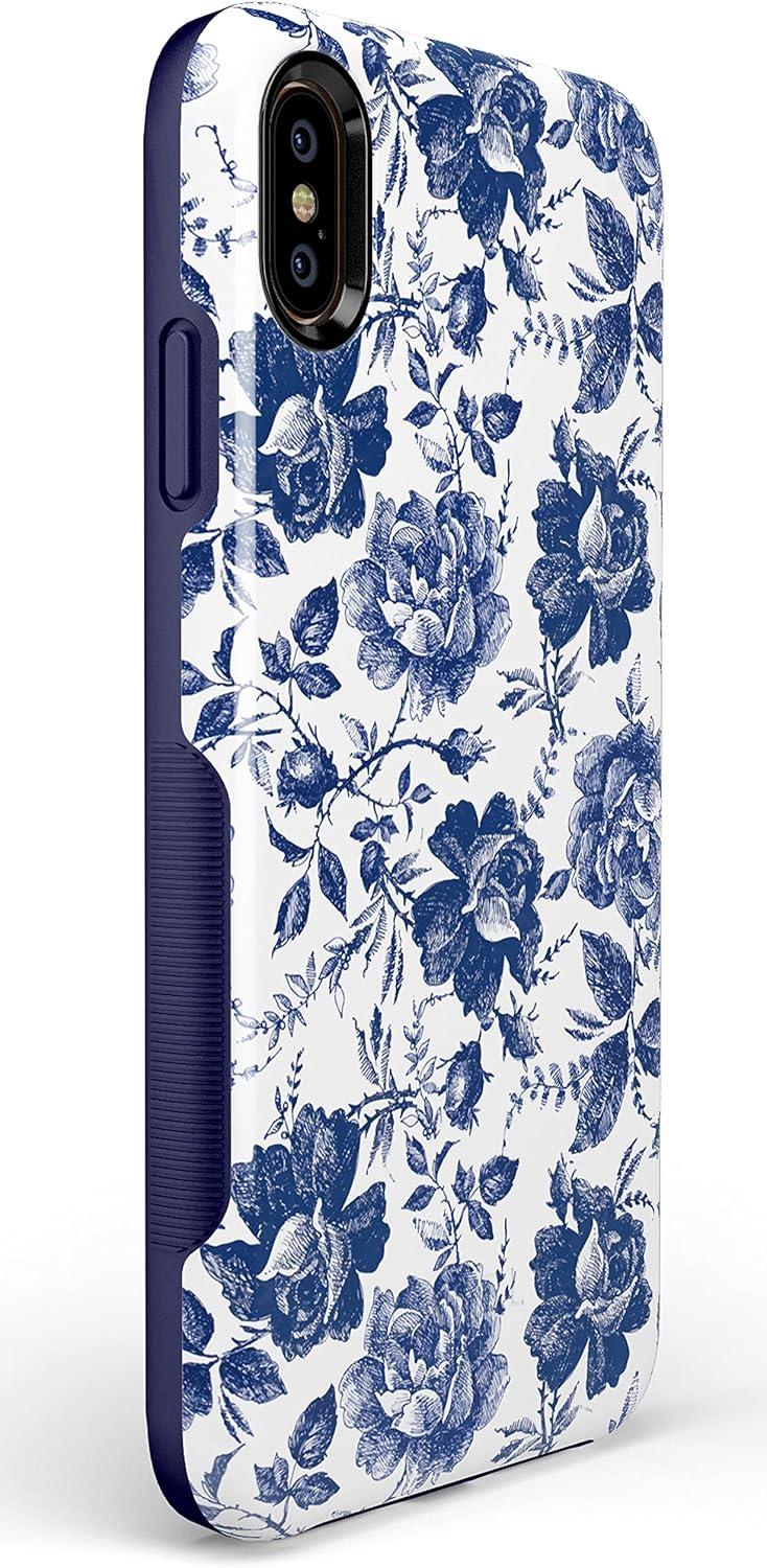 imageCasely iPhone Xs Max Case  Purple Taupe on Nude  Bold Protective DesignRose to Fame  Blue  White Rose Floral