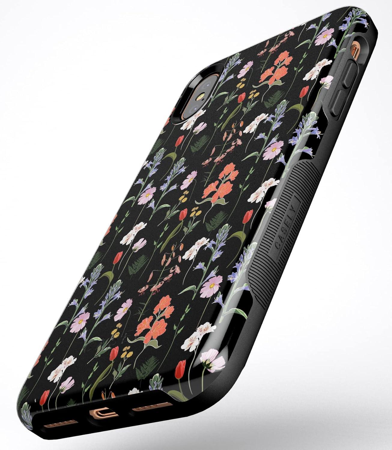 imageCasely iPhone Xs Max Case  Purple Taupe on Nude  Bold Protective DesignSecret Garden  Mixed Floral