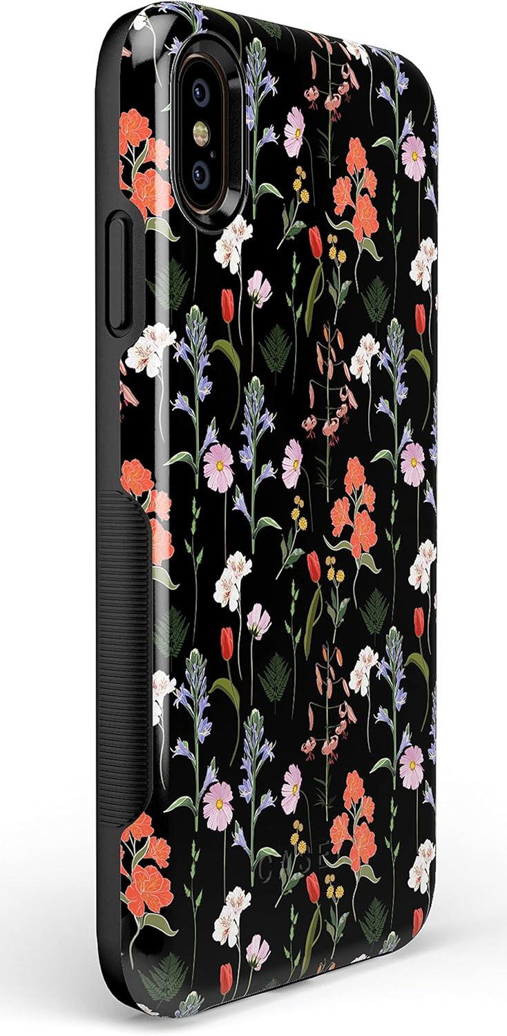 imageCasely iPhone Xs Max Case  Purple Taupe on Nude  Bold Protective DesignSecret Garden  Mixed Floral