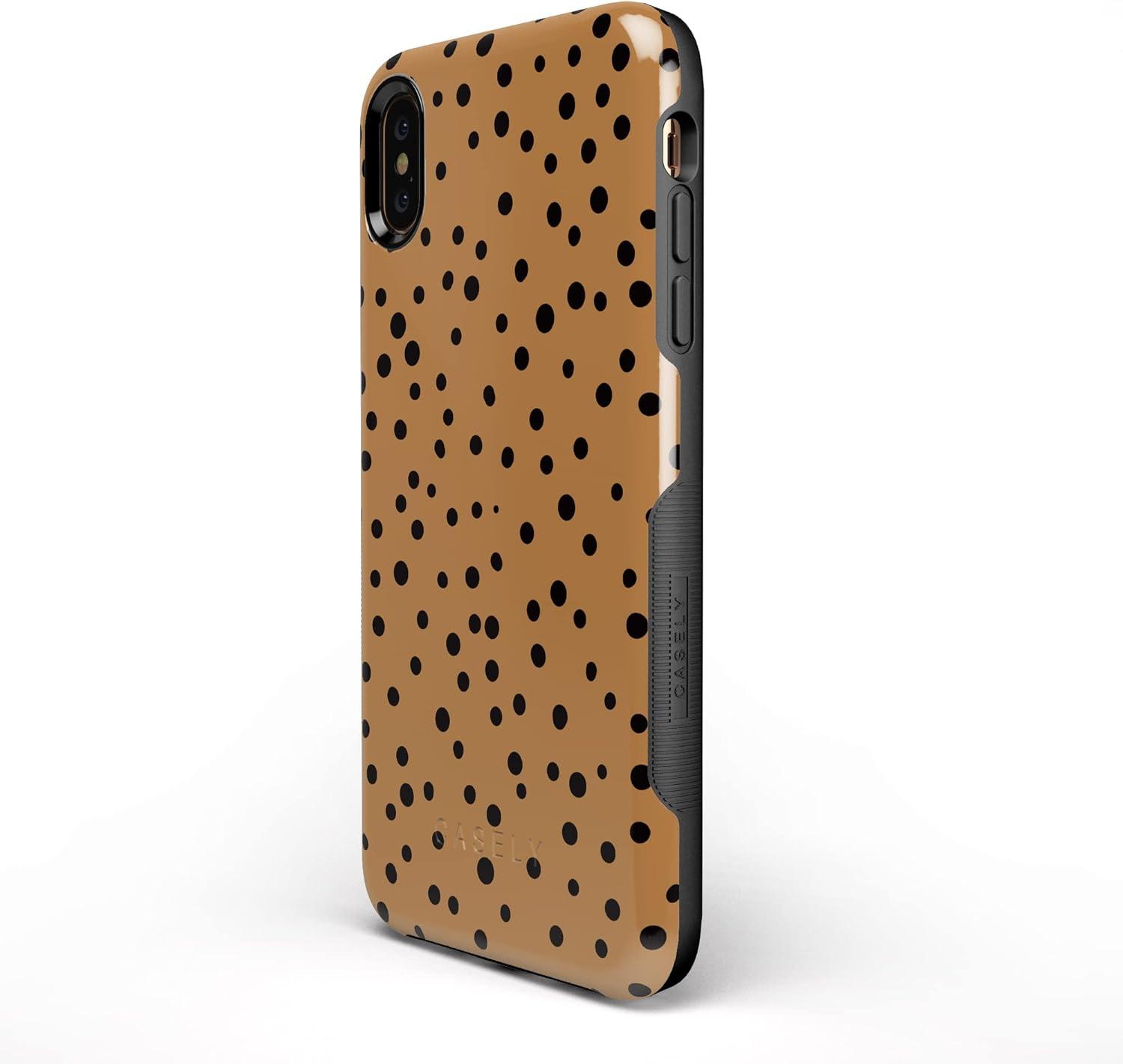 imageCasely iPhone Xs Max Case  Purple Taupe on Nude  Bold Protective DesignSpot On  Dotted Animal