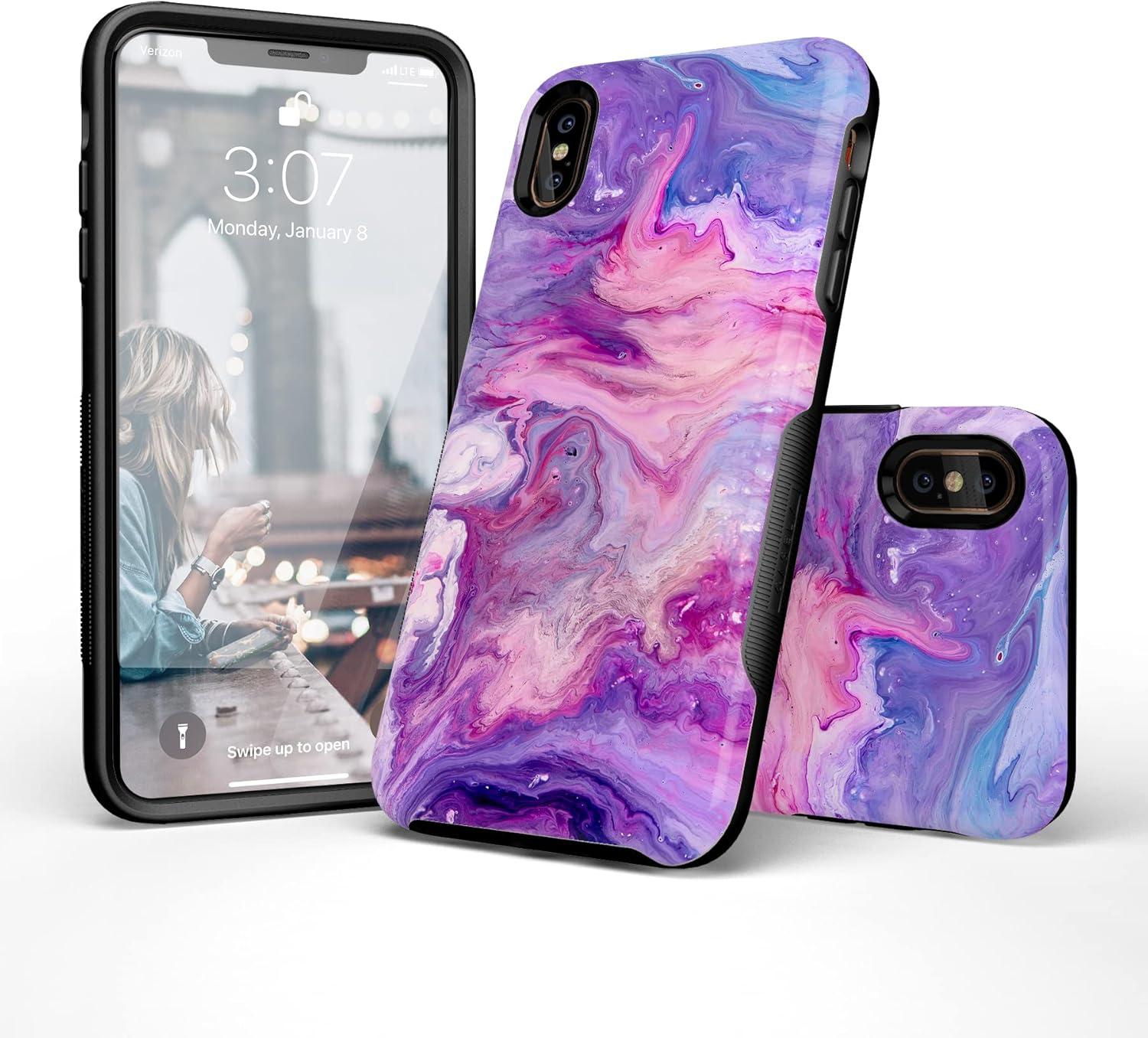 imageCasely iPhone Xs Max Case  Purple Taupe on Nude  Bold Protective DesignTie Dying Over You Purple Marble