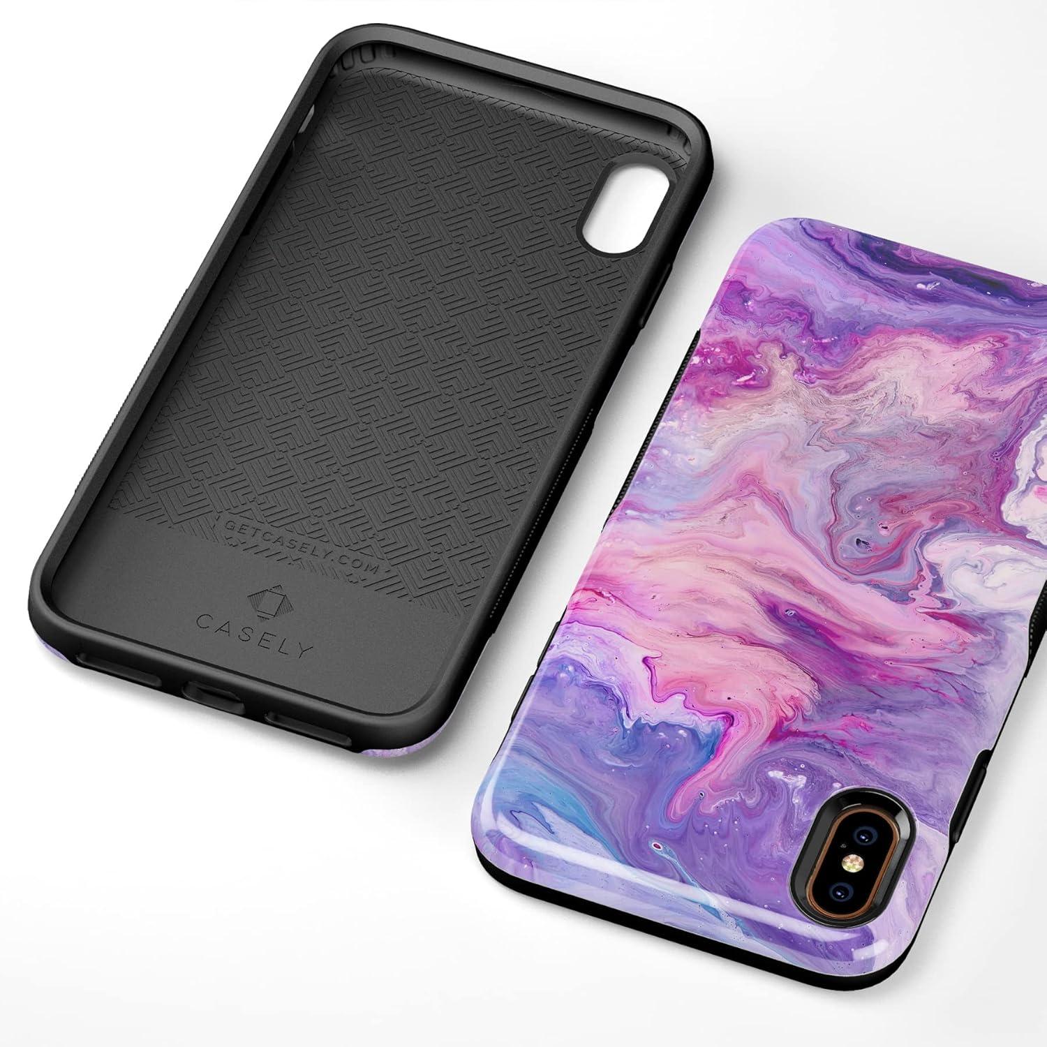 imageCasely iPhone Xs Max Case  Purple Taupe on Nude  Bold Protective DesignTie Dying Over You Purple Marble
