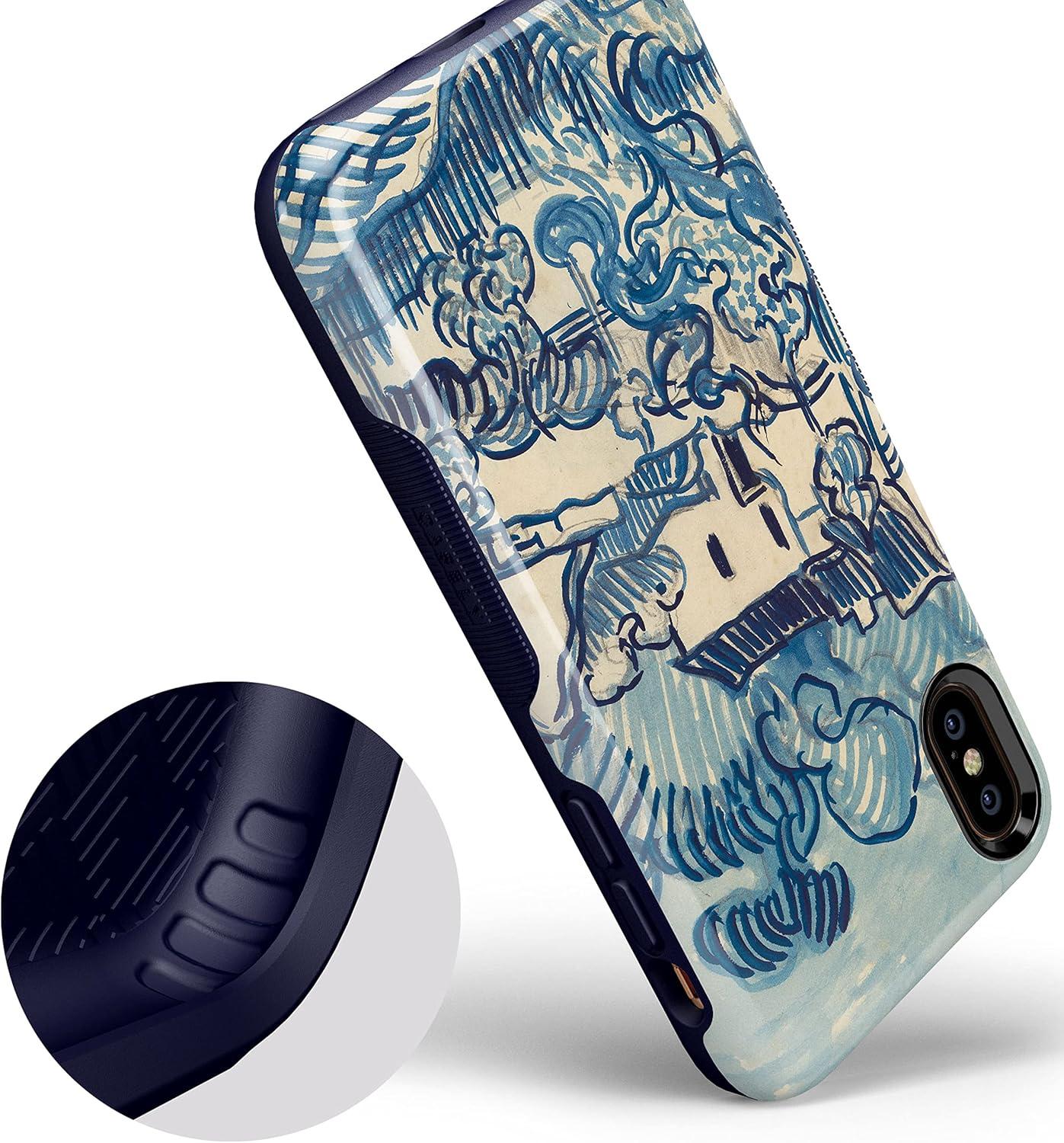 imageCasely iPhone Xs Max Case  Purple Taupe on Nude  Bold Protective DesignVan Gogh  Landscape With Houses