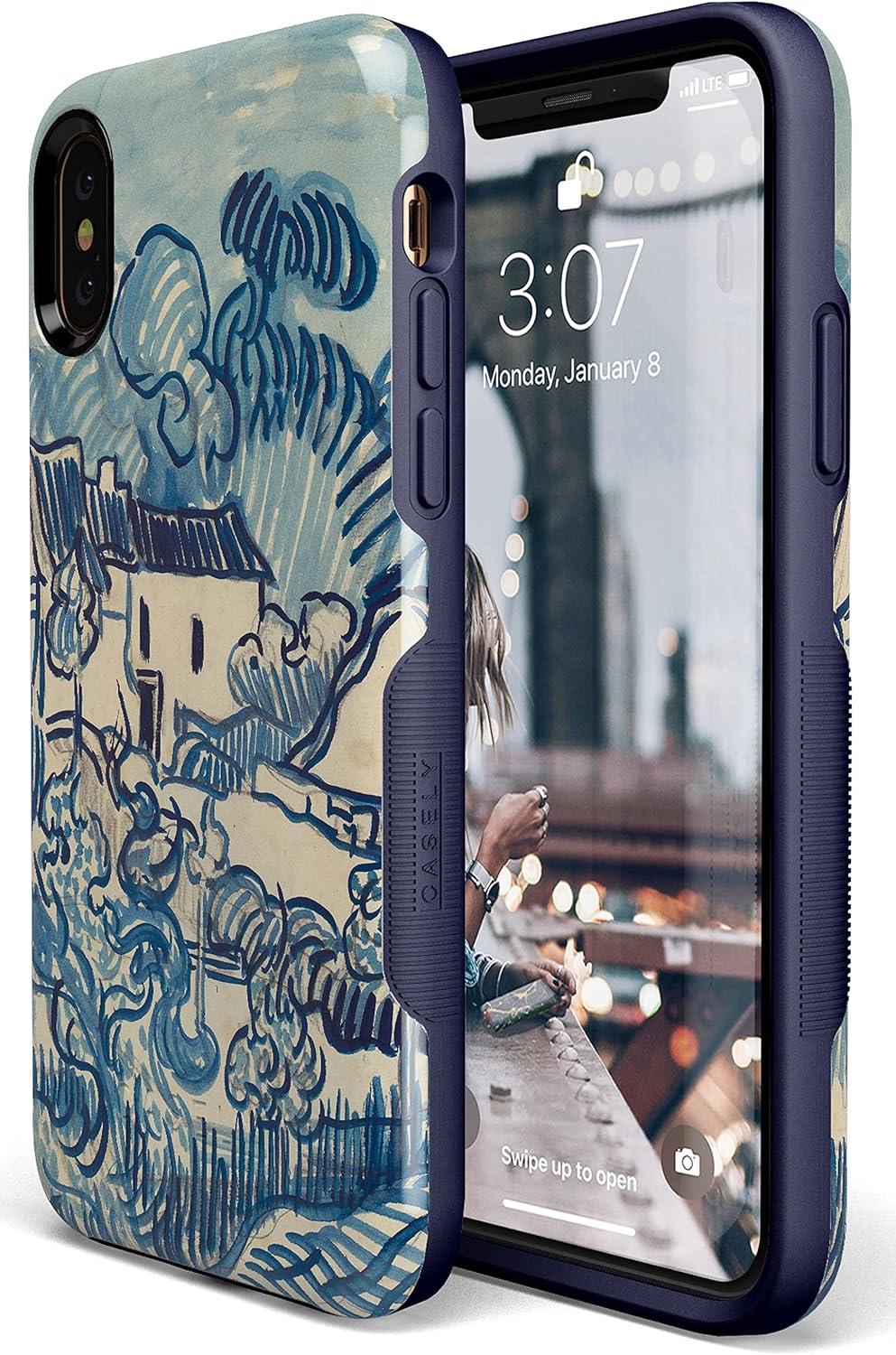 imageCasely iPhone Xs Max Case  Purple Taupe on Nude  Bold Protective DesignVan Gogh  Landscape With Houses