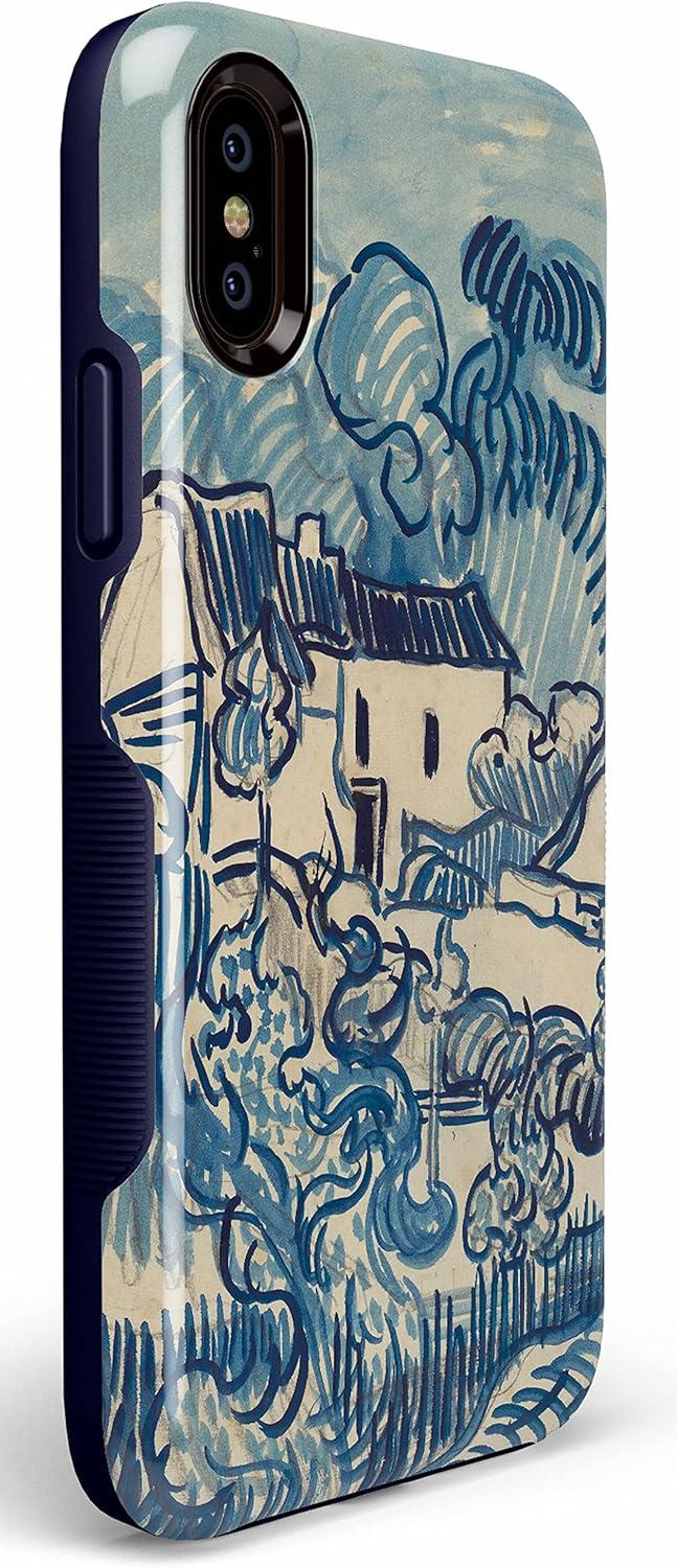 imageCasely iPhone Xs Max Case  Purple Taupe on Nude  Bold Protective DesignVan Gogh  Landscape With Houses