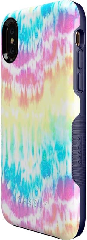 imageCasely iPhone Xs Max Case  Purple Taupe on Nude  Bold Protective DesignWild  Free Rainbow Tie Dye