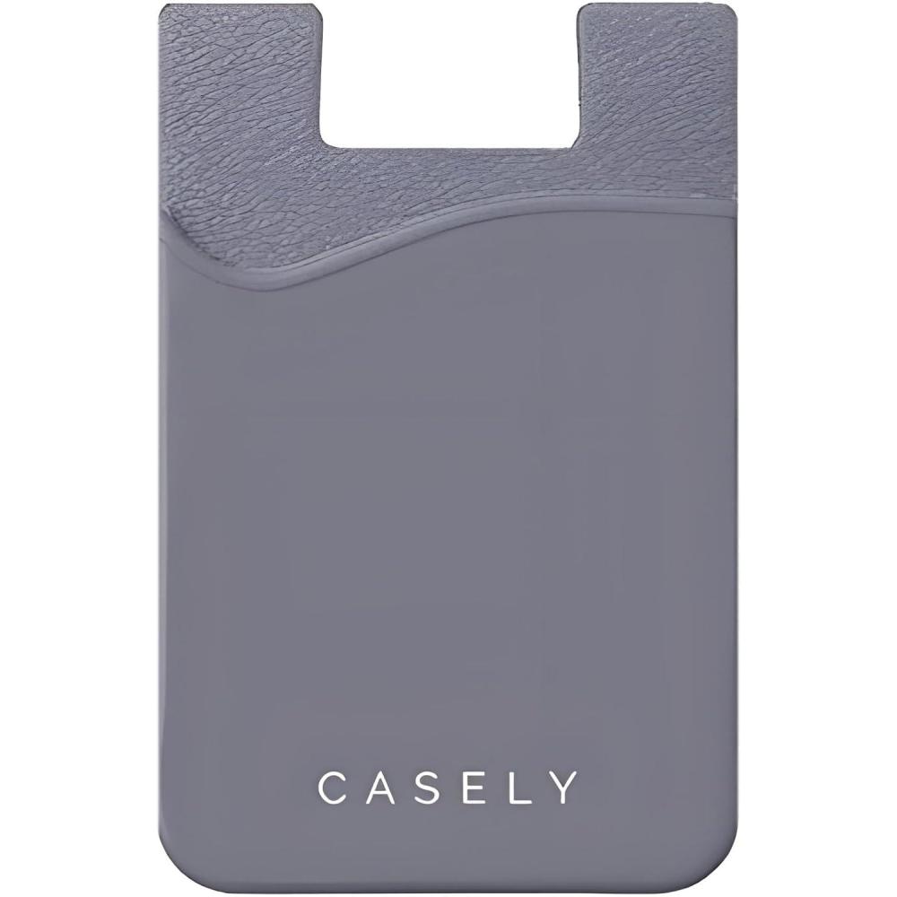 imageCasely Gray Silicone Wallet  Holds Up to 4 Cards Universal Size Strong Adhesive Remove and Reuse Smooth and Flexible