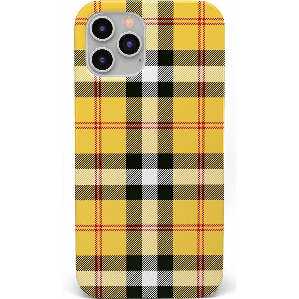imageCasely iPhone 11 Pro Max Case  Out and About  Light Pink Floral  Classic Ultra Slim DesignAs if Yellow Plaid