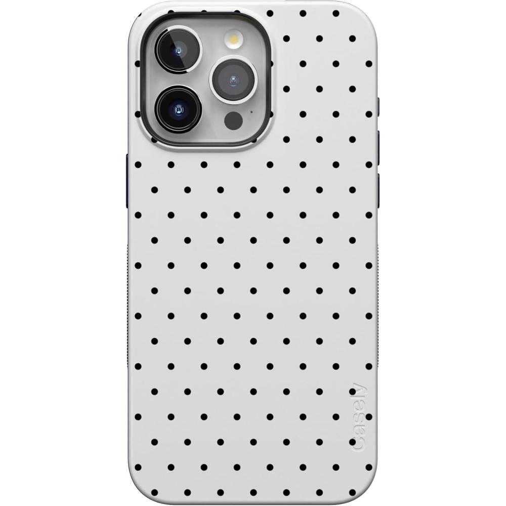 imageCasely iPhone 15 Pro Case  Keep It Classic  Crayola Crayon Box  Bold Protective Design  Compatible with MagSafeOn the Dot  White Polka Dot