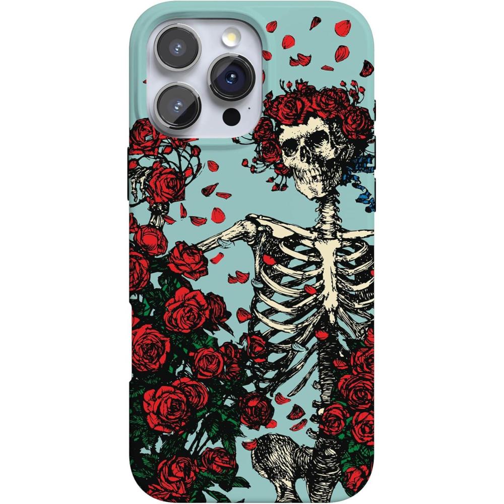 imageCasely iPhone 16 Pro Case  Glitter Mystic Moss  Green Enchanted Shimmer  Compatible with MagSafe  Classic UltraSlim Case DesignForever Grateful  Grateful Dead Skeleton Floral