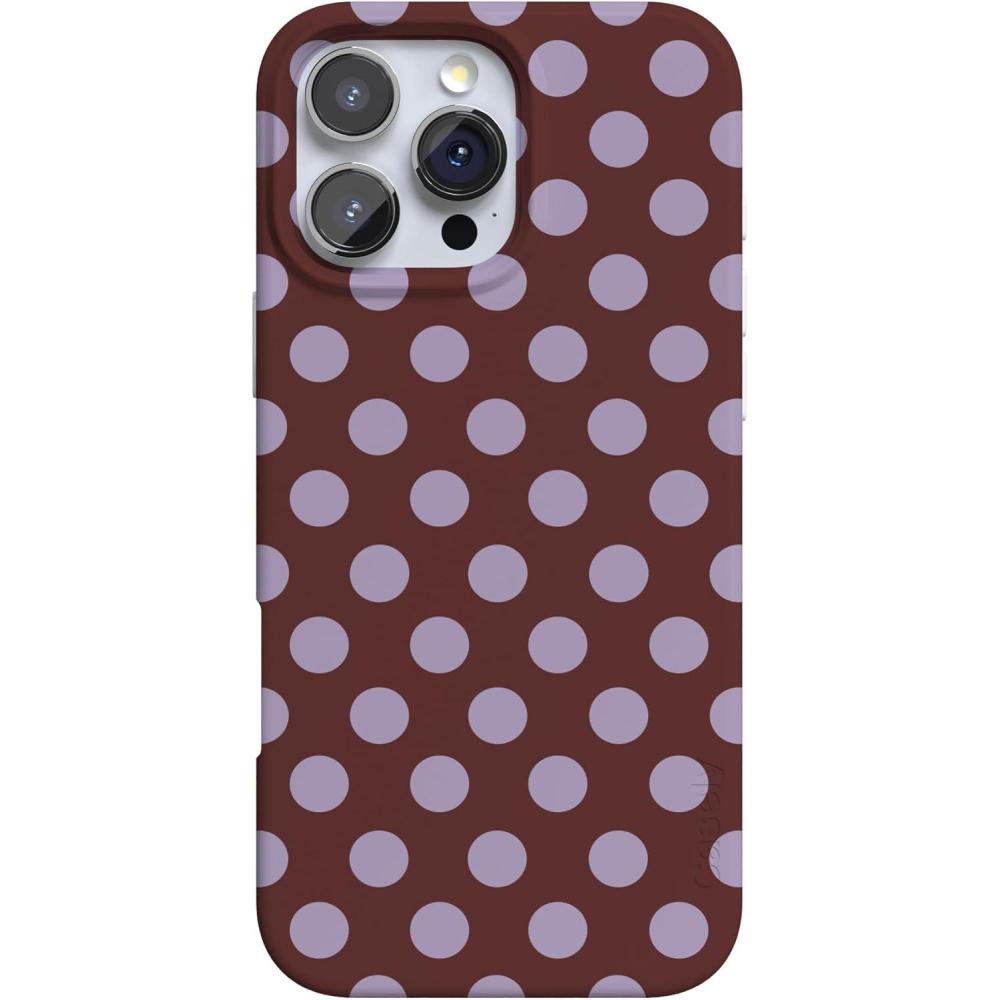 imageCasely iPhone 16 Pro Case  Glitter Mystic Moss  Green Enchanted Shimmer  Compatible with MagSafe  Classic UltraSlim Case DesignSpotted in SoHo  Burgundy Polka Dot