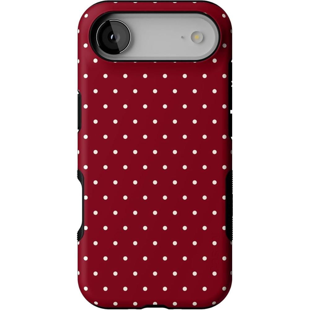 imageCasely iPhone 17 Air Case  On The Dot  Maroon Polka Dot  Compatible with MagSafe  Bold Protective Design