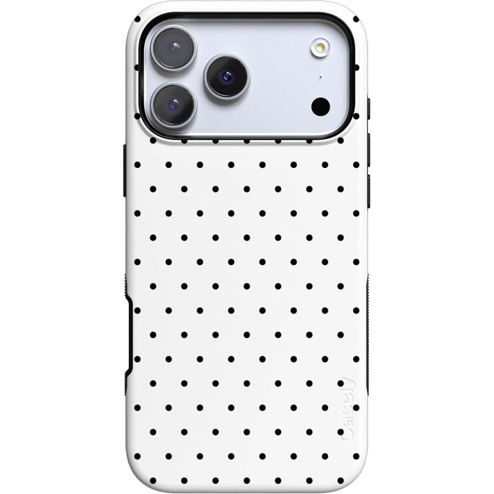 imageCasely iPhone 17 Pro Max Case  Be Mine  Tiny Hearts  Compatible with MagSafe  Bold Protective DesignOn the Dot  White Polka Dot