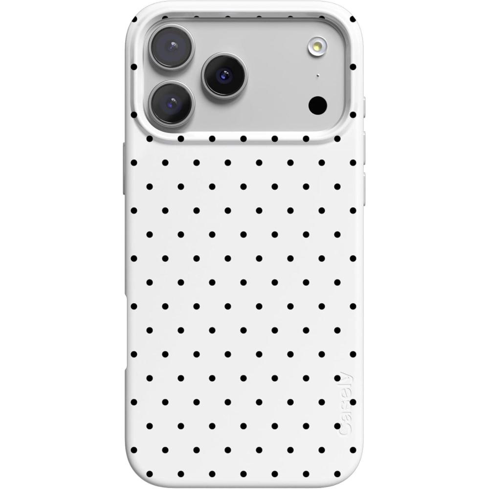 imageCasely iPhone 17 Pro Max Case  Field of Flowers  Pastel Floral  Compatible with MagSafe  Classic Ultra Slim DesignOn the Dot  White Polka Dot