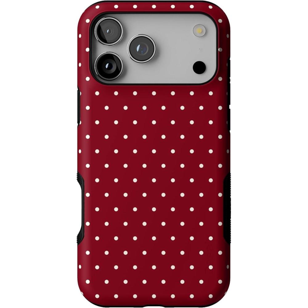 imageCasely iPhone 17 Pro Max Case  On The Dot  Maroon Polka Dot  Compatible with MagSafe  Bold Protective Design