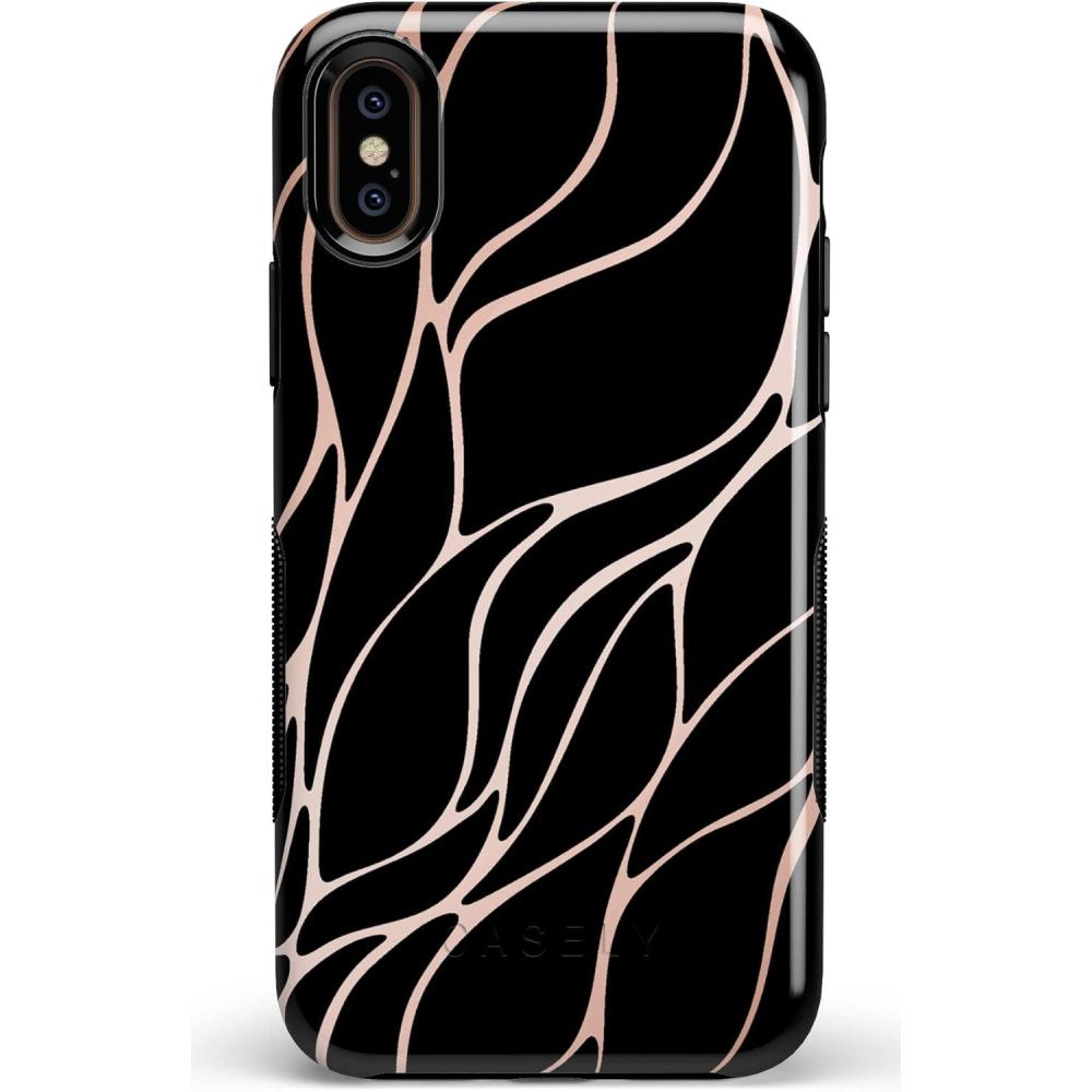 imageCasely iPhone XXS Case  Make Your Mark  Crayola Paint CaseBlack and Gold Metallic Waves