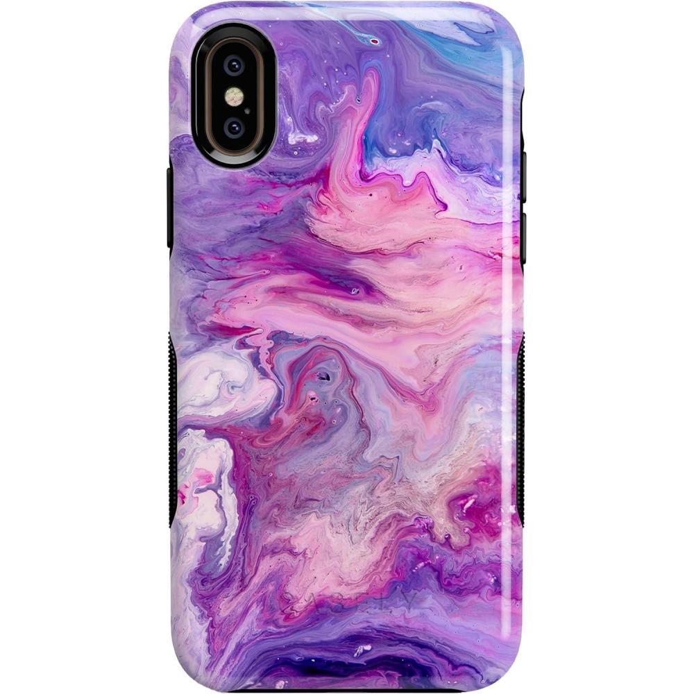 imageCasely iPhone XXS Case  Make Your Mark  Crayola Paint CaseTie Dying Over You Purple Marble