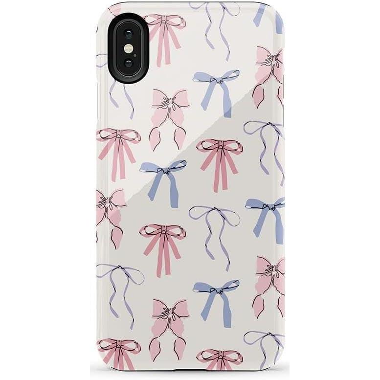 imageCasely iPhone Xs Max Case  Purple Taupe on Nude  Bold Protective DesignCoquette Girlie  Pastel Bows