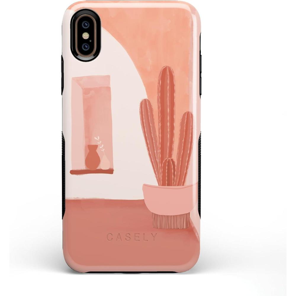 imageCasely iPhone Xs Max Case  Purple Taupe on Nude  Bold Protective DesignDesert Daze  Peachy Cactus