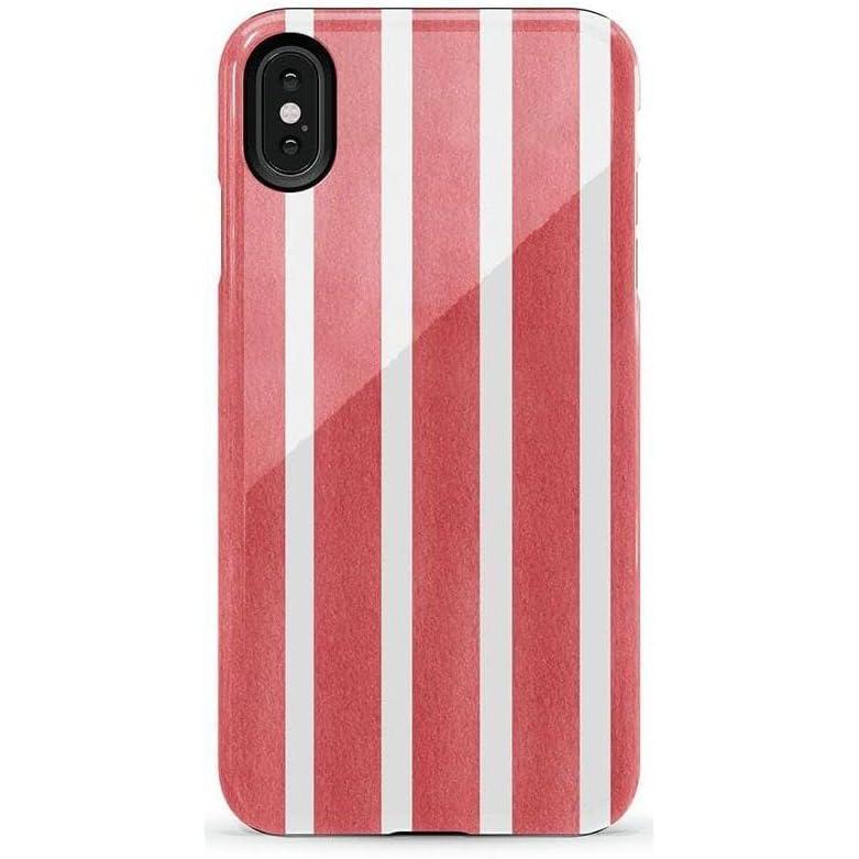 imageCasely iPhone Xs Max Case  Purple Taupe on Nude  Bold Protective DesignEast Coast Summer  Red Stripes